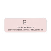 Blush roze minimalistisch modern elegant etiket (Voorkant)