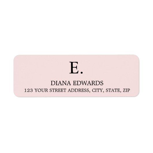 Blush roze minimalistisch modern elegant etiket (Voorkant)