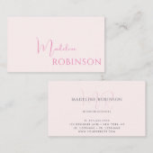 Blush roze minimalistisch modern script visitekaartje (Voorkant / Achterkant)