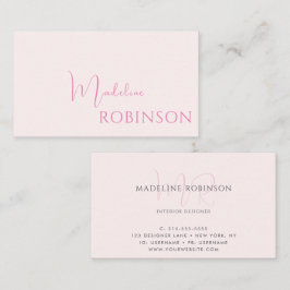 Blush roze minimalistisch modern script visitekaartje