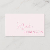 Blush roze minimalistisch modern script visitekaartje (Voorkant)