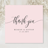 Blush Roze Minimalistisch Script Bruiloft Bedankkaart