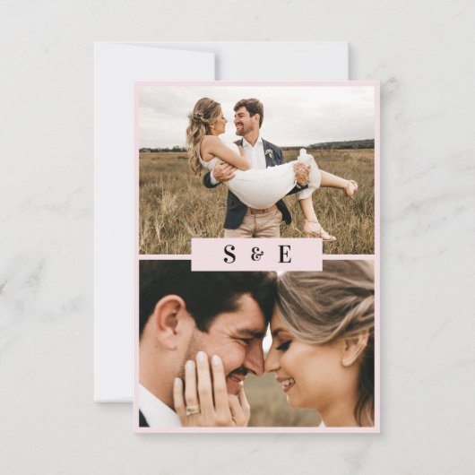 Blush Roze Minimalistisch Script QR-code Fotobruil RSVP Kaartje (Achterkant)