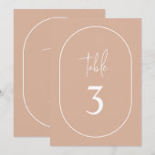 Blush roze minimalistisch tabelnummer dubbele boog kaart (Voorkant / Achterkant)