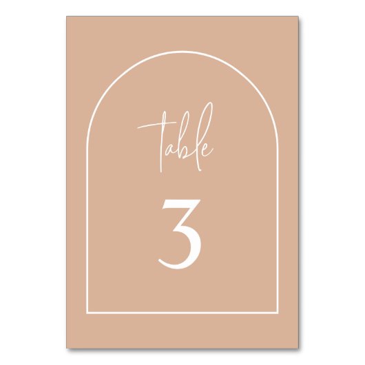 Blush roze minimalistische arch Wedtable Number Kaart (Voorkant)