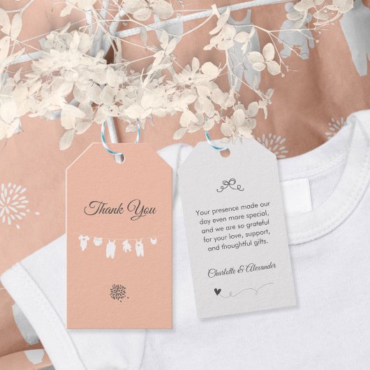 Blush Roze Minimalistische Baby Meisje Douche Cadeaulabel