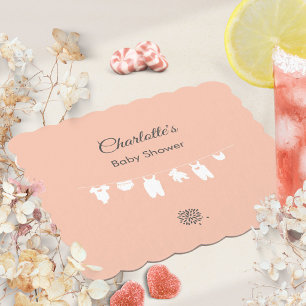 Blush Roze Minimalistische Baby Meisje Douche Kartonnen Onderzetters