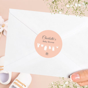 Blush Roze Minimalistische Baby Meisje Douche Ronde Sticker