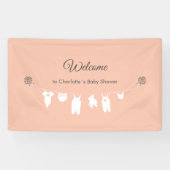 Blush roze minimalistische baby meisje douche welk spandoek (Horizontaal)