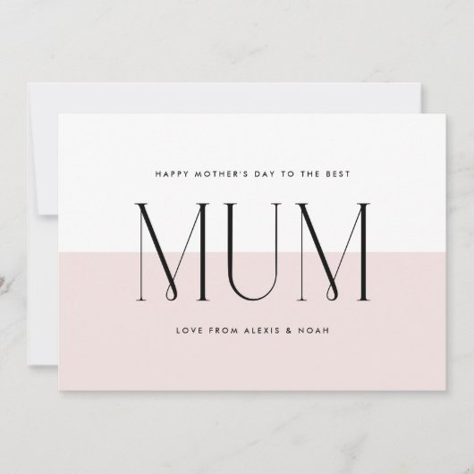 Blush roze minimalistische beste moeder ooit Moede Feestdagenkaart (Voorkant)