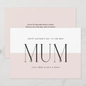 Blush roze minimalistische beste moeder ooit Moede Feestdagenkaart (Voorkant / Achterkant)