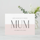 Blush roze minimalistische beste moeder ooit Moede Feestdagenkaart (Staand voorkant)