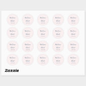 Blush roze minimalistische blauwe bruiloft envelop ronde sticker (Vel)