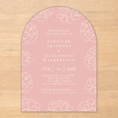 Blush roze minimalistische botanische bruiloft uit acryl uitnodigingen (Voorkant)