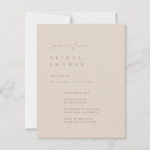 Blush roze minimalistische bridal Shower-uitnodigi Kaart