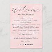 Blush roze minimalistische bruiloft weekend route informatiekaartje (Voorkant)