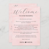 Blush roze minimalistische bruiloft weekend route informatiekaartje (Voorkant / Achterkant)