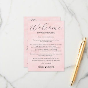 Blush roze minimalistische bruiloft weekend route informatiekaartje