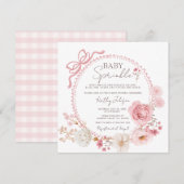 Blush roze minimalistische Coquette Baby Sprinkle Kaart (Voorkant / Achterkant)