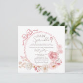 Blush roze minimalistische Coquette Baby Sprinkle Kaart (Staand voorkant)