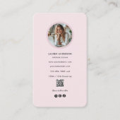 Blush roze minimalistische foto en QR-code Visitekaartje (Voorkant)