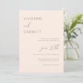 Blush roze minimalistische moderne eenvoudige brui kaart (Staand voorkant)