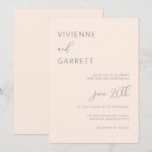 Blush roze minimalistische moderne eenvoudige brui kaart (Voorkant / Achterkant)