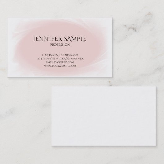 Blush roze minimalistische moderne elegante vlakte visitekaartje (Voorkant / Achterkant)