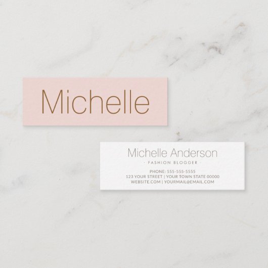 Blush roze minimalistische moderne netwerken mini visitekaartje (Voorkant / Achterkant)