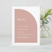 Blush Roze Minimalistische Monogram Half Arch Wedd Save The Date (Staand voorkant)