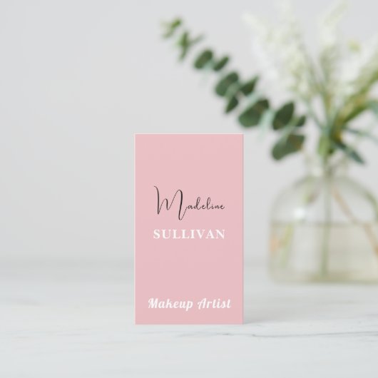 Blush roze minimalistische QR-code modern Visitekaartje (Staand voorkant)
