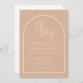 Blush roze minimalistische Script Arch Oh Baby sho Kaart (Voorkant / Achterkant)