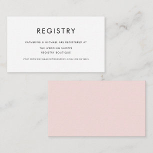 Blush Roze Minimalistische Typografie Bruiloft Reg Informatiekaartje