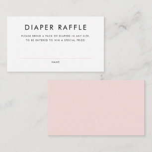 Blush Roze Minimalistische Typografie Luier Raffle Informatiekaartje