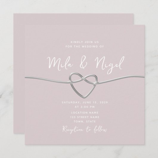 Blush roze minimalistische vierkante bruiloft uitn kaart (Voorkant / Achterkant)
