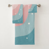 Blush Roze Mint Abstract Moderne Collectie Bad Handdoek (Insitu)