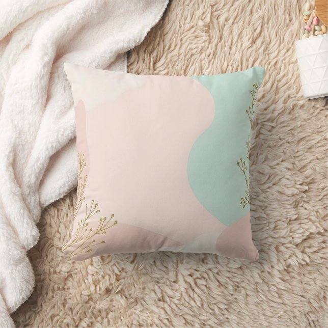 Blush Roze Mint Abstract Modieuze Collectie Kussen (Deken)
