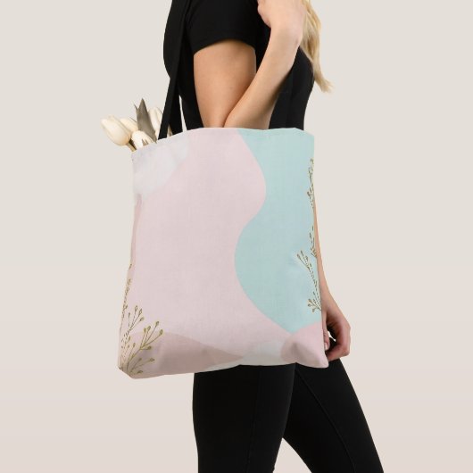 Blush Roze Mint Abstract Modieuze Collectie Tote Bag (Dichtbij)