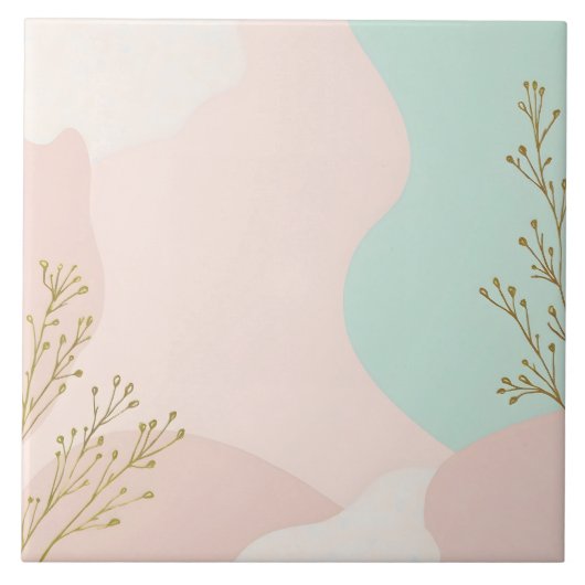 Blush Roze Mint Abstract Trendy Collectie Tegeltje (Voorkant)
