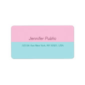 Blush Roze Mint Blue Elegant Trendy Address Etiket (Voorkant)