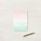 Blush Roze Mint Goud Confetti Ombre Post-it® Notes (Op bureau)