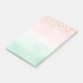 Blush Roze Mint Goud Confetti Ombre Post-it® Notes (Schuin)