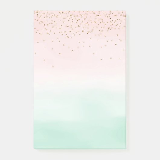 Blush Roze Mint Goud Confetti Ombre Post-it® Notes (Voorkant)