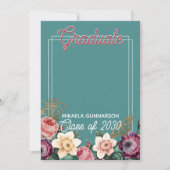 Blush Roze Mint Green Botanical Florence Afstudere Aankondiging (Voorkant)