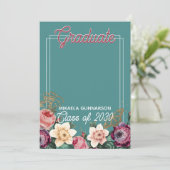 Blush Roze Mint Green Botanical Florence Afstudere Aankondiging (Staand voorkant)