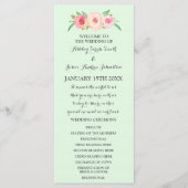 Blush Roze Mint Groen Bloemen Bruiloft Programma Programmakaart (Voorkant)