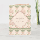Blush Roze Mint Groen Lotus Tuin Indiase Trouwdag (Voorkant)