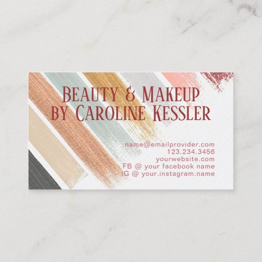 Blush Roze Mint Sage Groen Goud Strepen Patroon Visitekaartje (Achterkant)