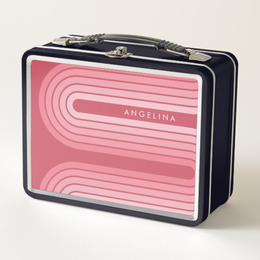 Blush roze mod striped Patroon Aangepaste naam (Voorkant)