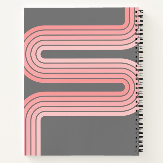 Blush roze mod striped Patroon Aangepaste naam Notitieboek (Achterkant)